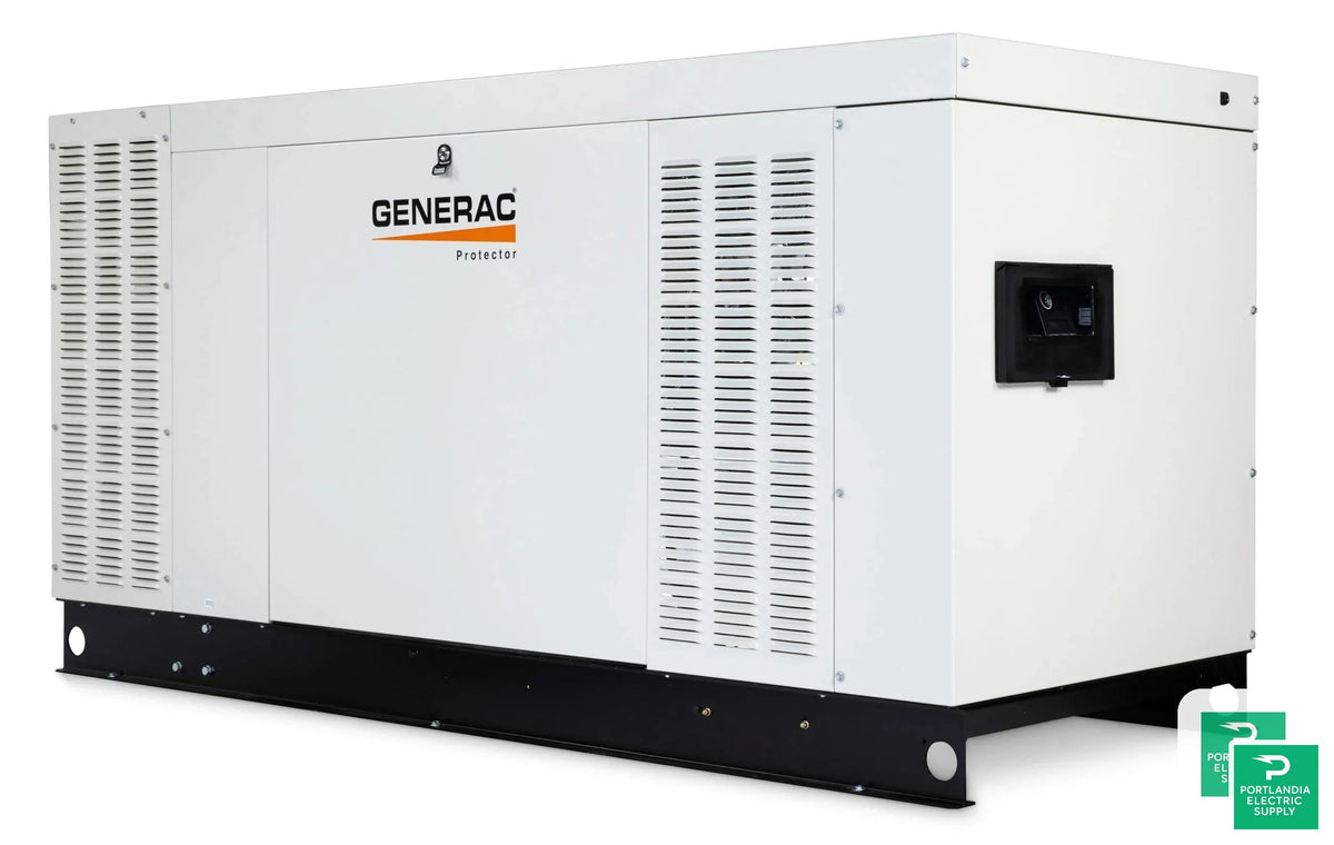 Generac Protector 80KW Automatic Standby Liquid-Cooled Gaseous Engine Generator in Aluminum Enclosure - RG08045 — front view