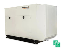 Generac Protector 100KW Automatic Standby Liquid-Cooled Gaseous Engine Generator in Aluminum Enclosure - RG10090 — front view