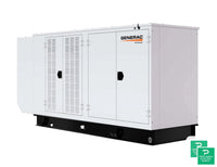 Generac Protector 130KW Automatic Standby Liquid-Cooled Gaseous Engine Generator in Aluminum Enclosure - RG13090 — front view