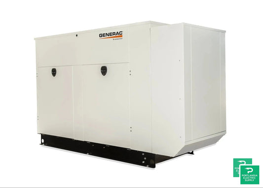 Generac Protector 150KW Automatic Standby Liquid-Cooled Gaseous Engine Generator in Aluminum Enclosure - RG15090 — front view