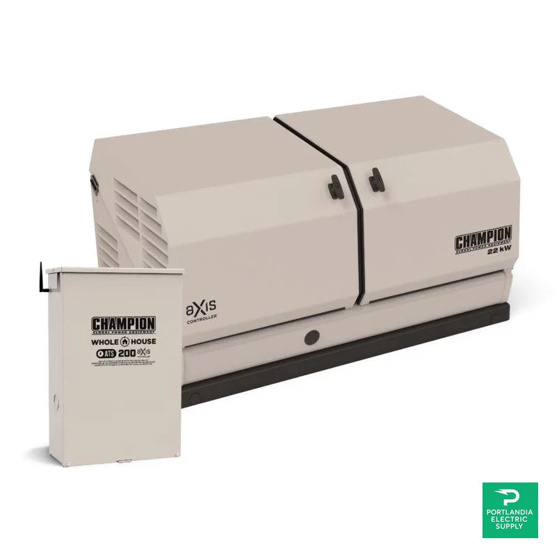 Champion 22kW aXis Generator w/200A SE NEMA 3R WHOLE HOUSE aXis ATS - 201222 — front view