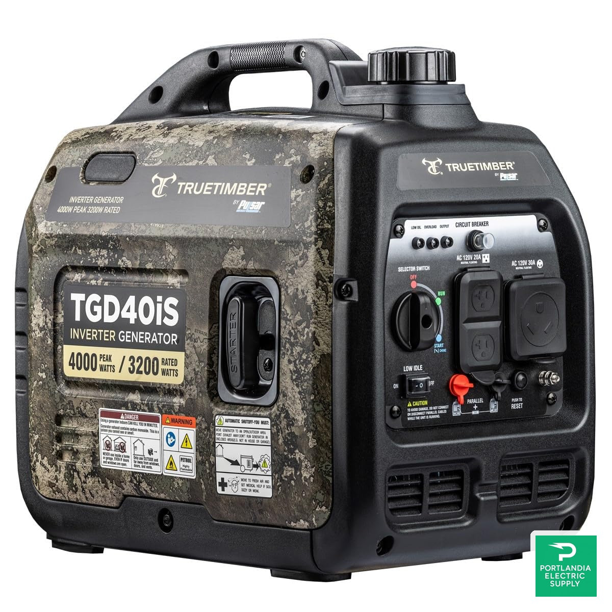 Pulsar True Timber Camo Portable Inverter Generator - TGD40iS — front view