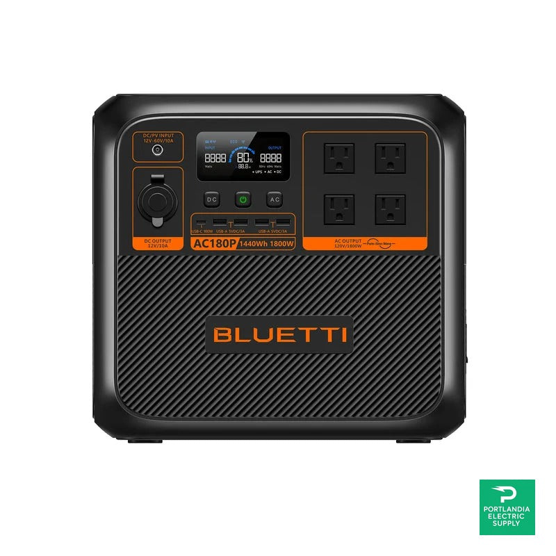 Bluetti AC180P PORTABLE POWER STATION P-AC180P-US-GY-BL-010 — back view