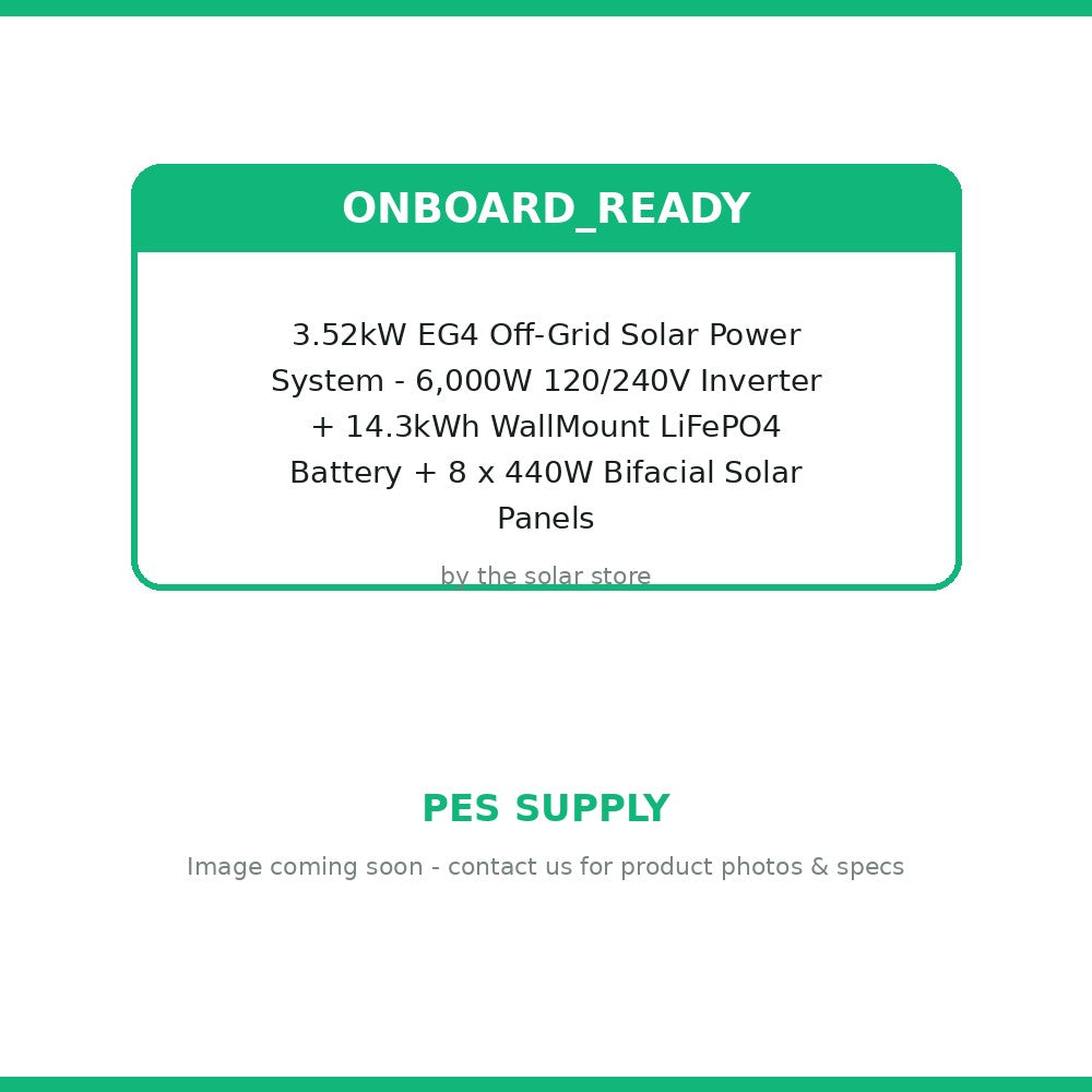 3.52kW EG4 Off-Grid Solar Power System - 6,000W 120/240V Inverter + 14.3kWh WallMount LiFePO4 Battery + 8 x 440W Bifacial Solar Panels