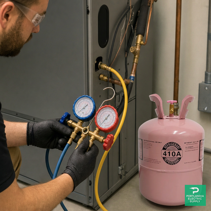 R-410A Refrigerant — charging system with manifold gauge set, PES Supply
