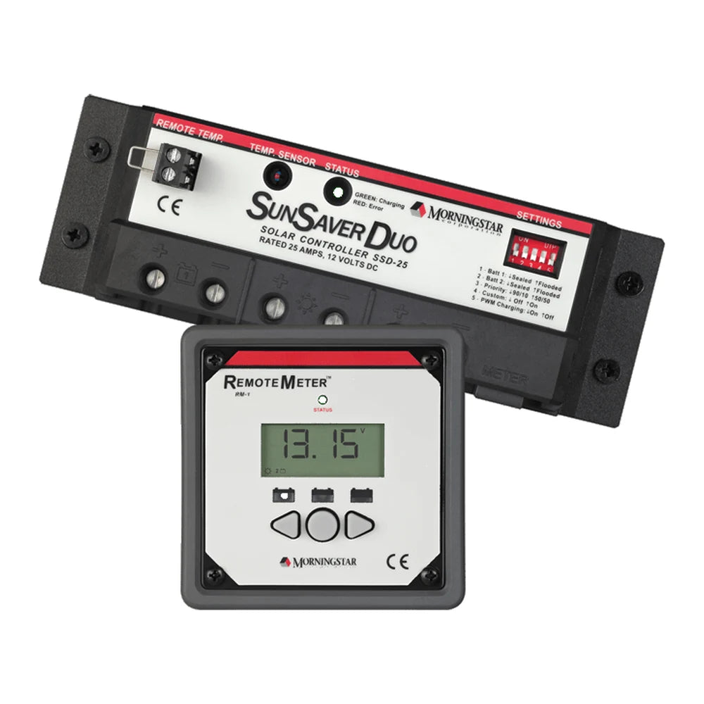 MorningStar SunSaver Duo SSD-25RM, with Remote Display RV Charge Controller 25 Amp, 12 Volt