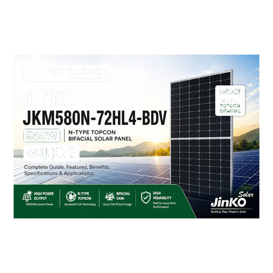 Jinko, 580W Bifacial White Back Sheet 144 Half Cell