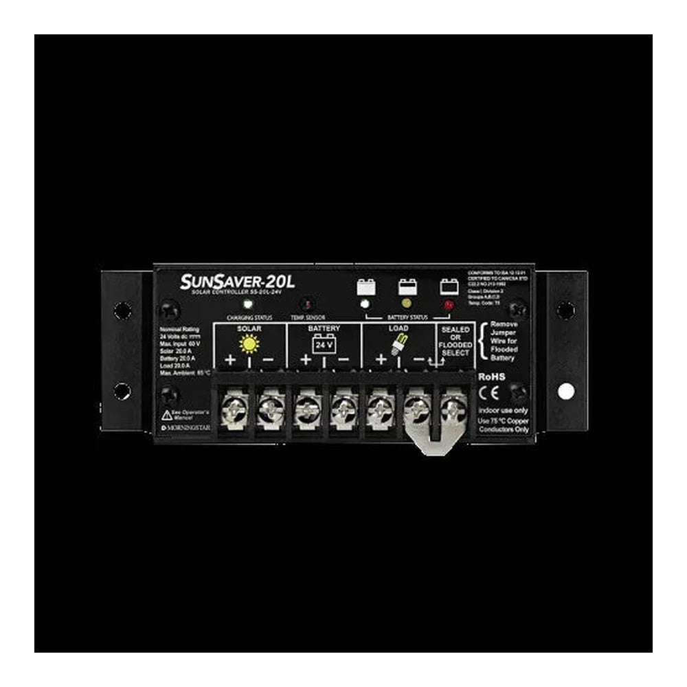 MorningStar SunSaver SS-20L-24V, PWM Charge Controller, 20 Amp, 24 Volt, LVD Low Voltage Override Protection