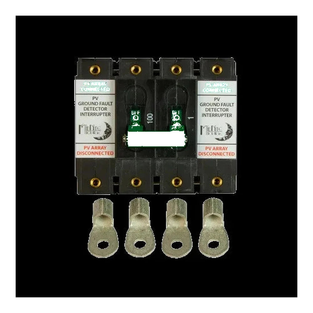 Midnite Solar 100amp / 150 VDC. 4-pole Panel Mount MNDC-GFP100RT-2P Ground Fault Breaker