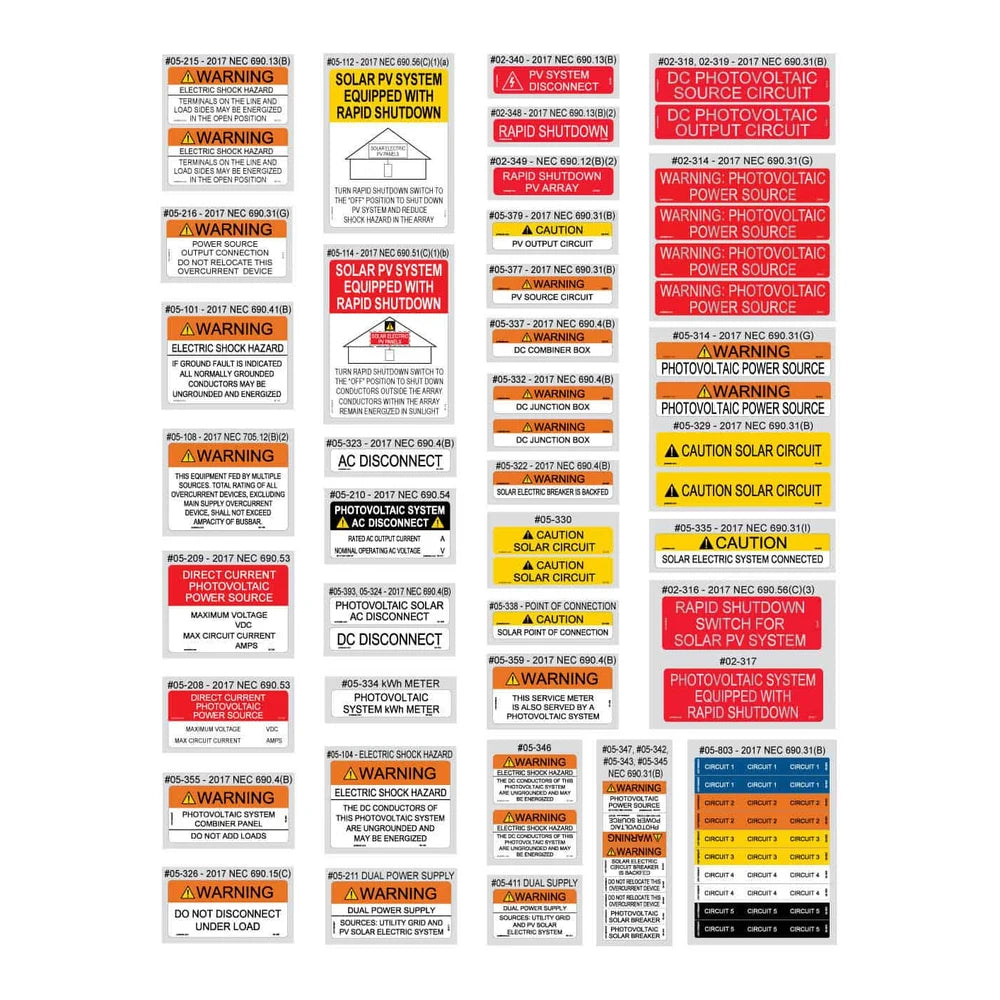 PV Labels 05-517 Value Pack 55 PCS (NEC2017)