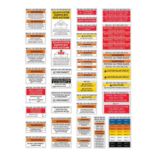 PV Labels 05-517 Value Pack 55 PCS (NEC2017)