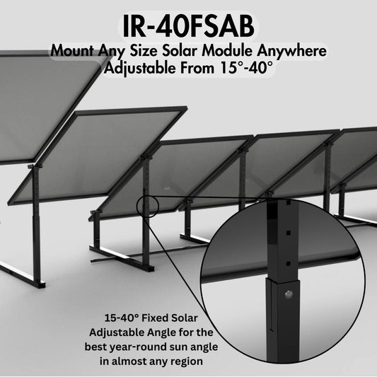 IntegraRack IR-40FSAB BallastRack Fixed-Adjustable Solar Module Mount – Black Zinc-Plated Steel