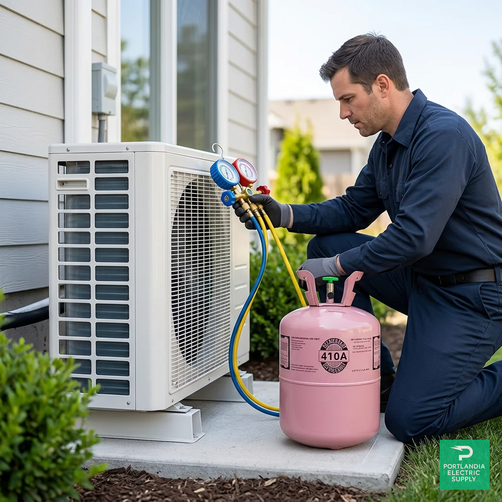 R-22 Refrigerant 30 lb Cylinder — Charging a ductless mini-split condenser, PES Supply