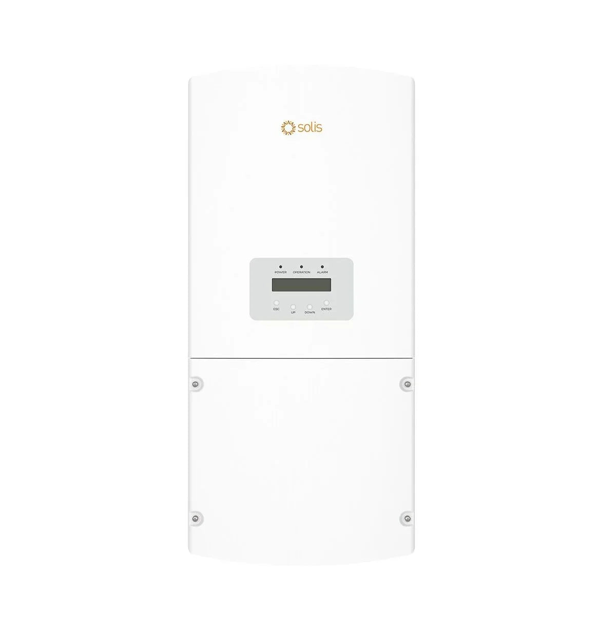 Solis solar inverter wall-mounted, white unit with display and control panel