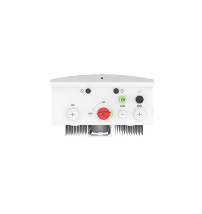 Front view of Solis 1P 6-10kW solar inverter with control knobs and connection ports