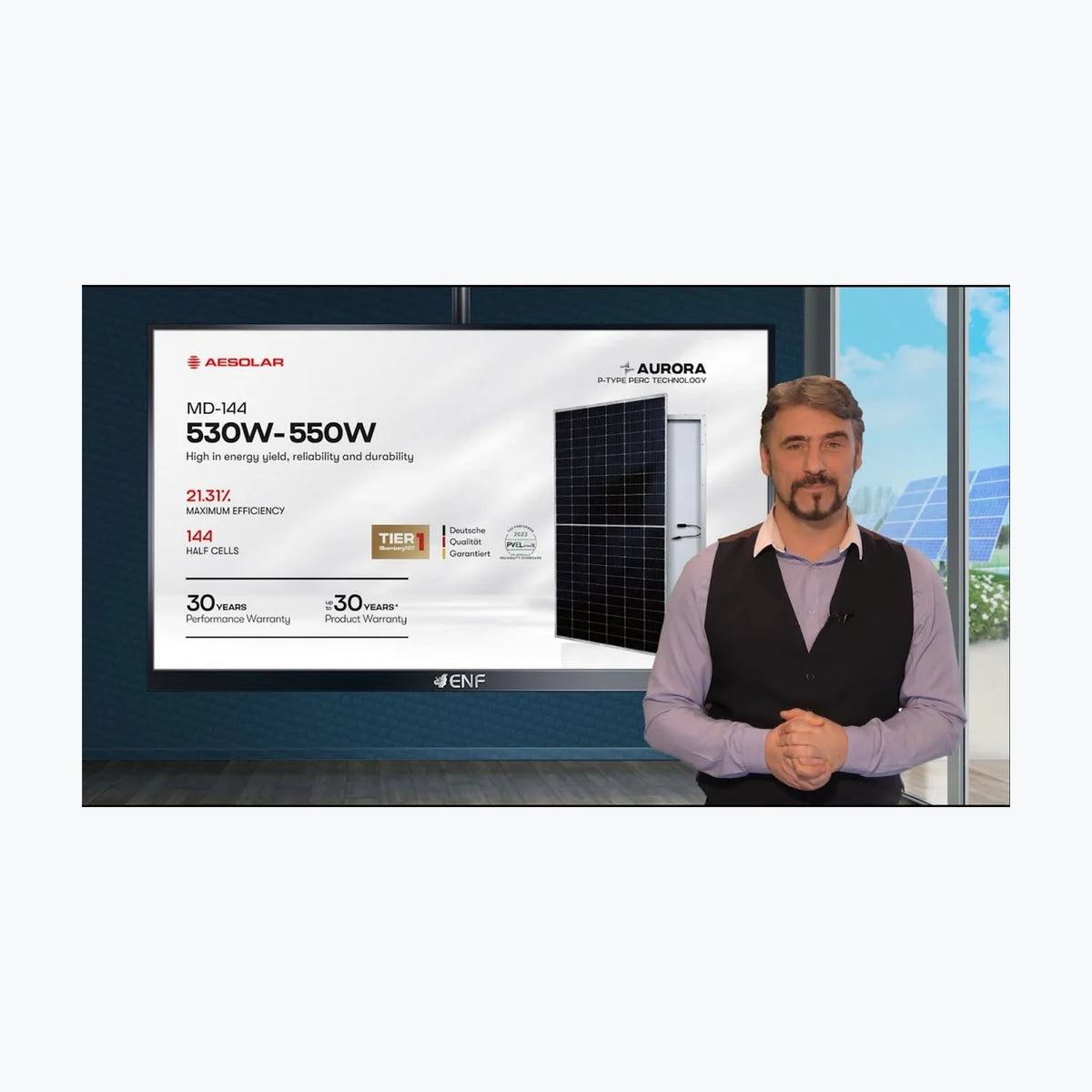 AESOLAR AE550MD-144 — solar module render
