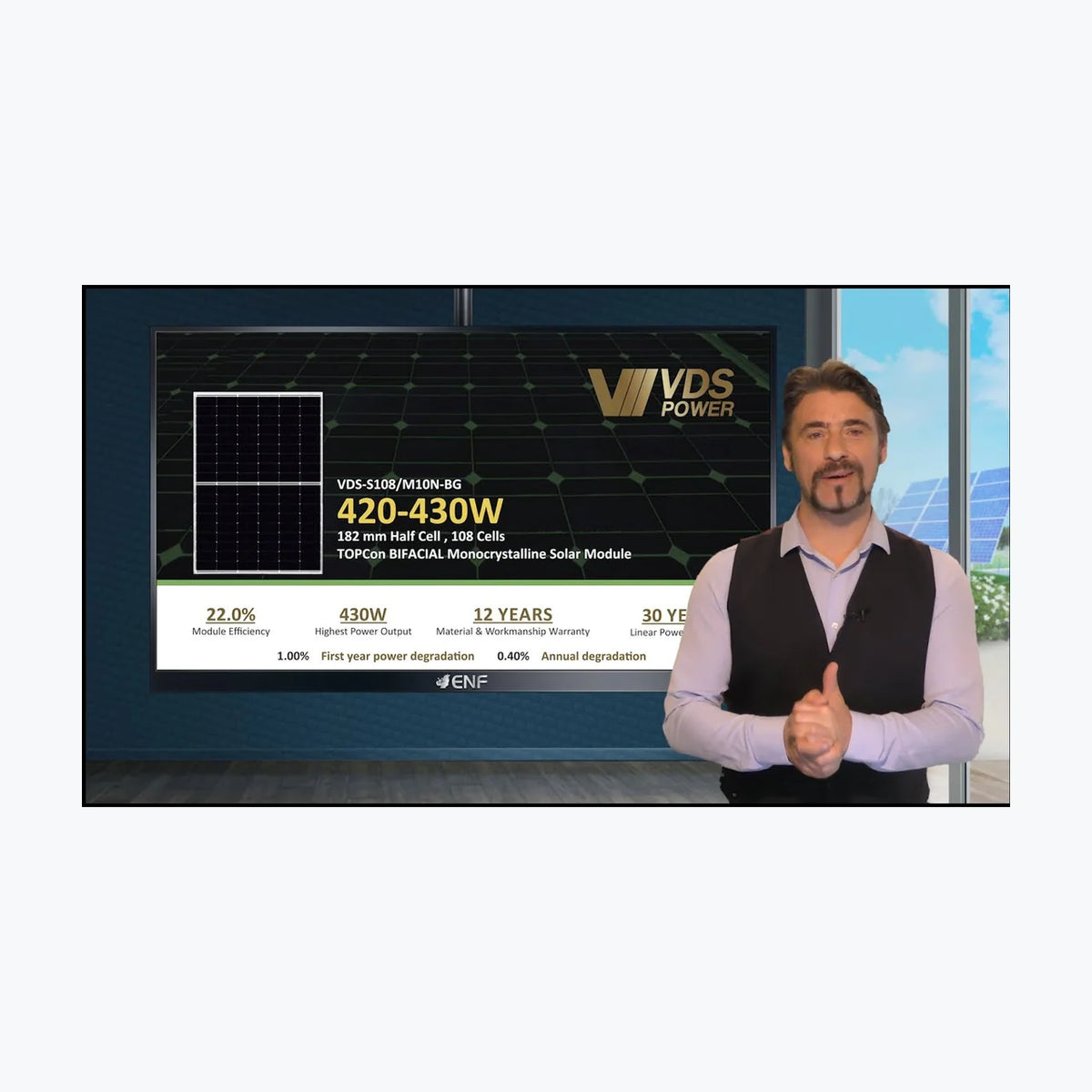 VDS Renewable VDS-S108/M10N-BG 425W — VDS Renewable module (ENF-verified)